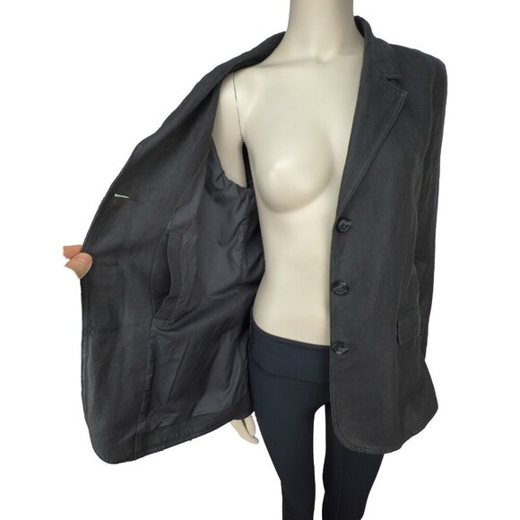 M0851 Cotton Coated Contemporary Désigner Black‎ Blazer Size M - Picture 8 of 9